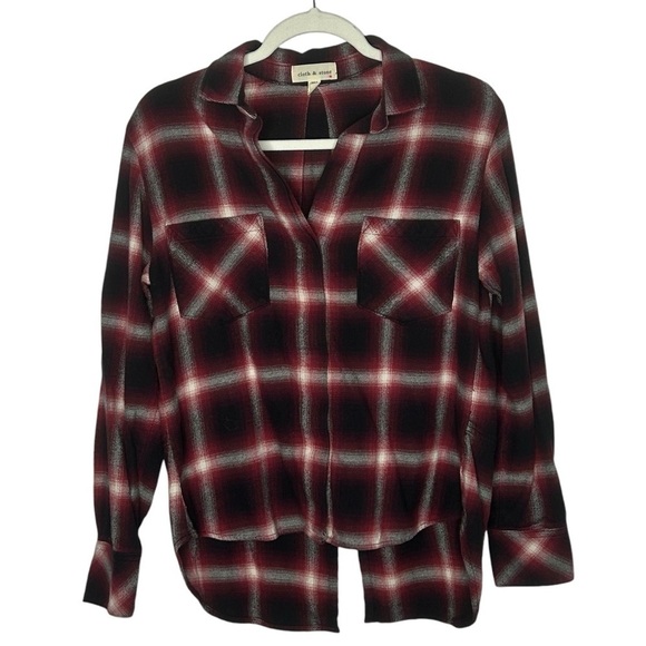 Cloth & Stone Red Plaid Button Down Long Sleeve Shirt - Picture 3 of 13